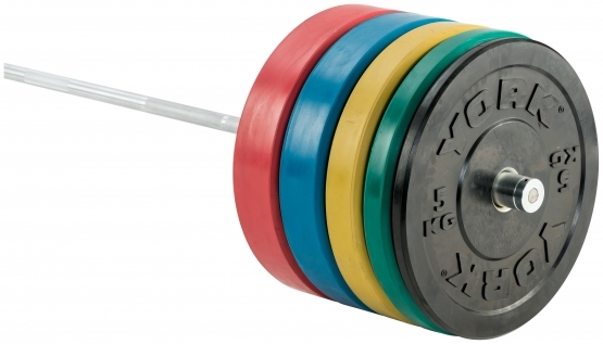 barbell and bumper weight set